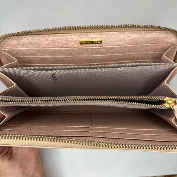 Fendi Zip Around Leather Wallet in Dusty Rose Beige and Gold Tone - Picture 8 of 14